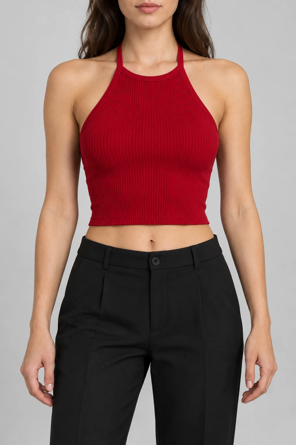 Crossline Halter Top in Cherry Red