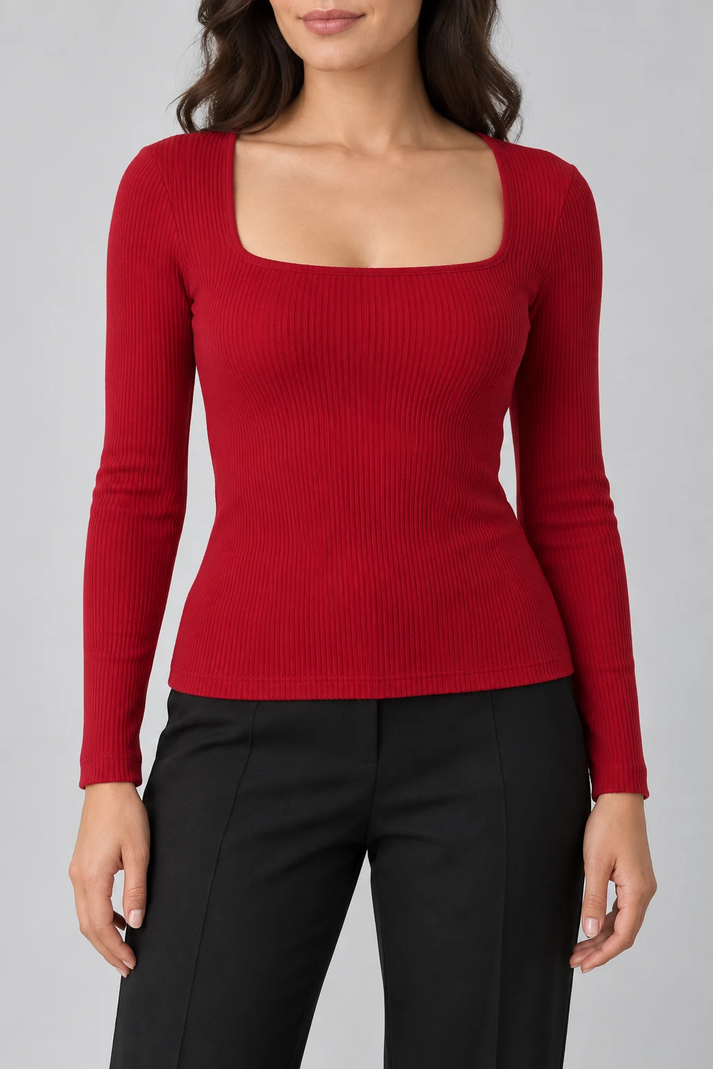 Cherryline Square Neck, Cherry Red, front view