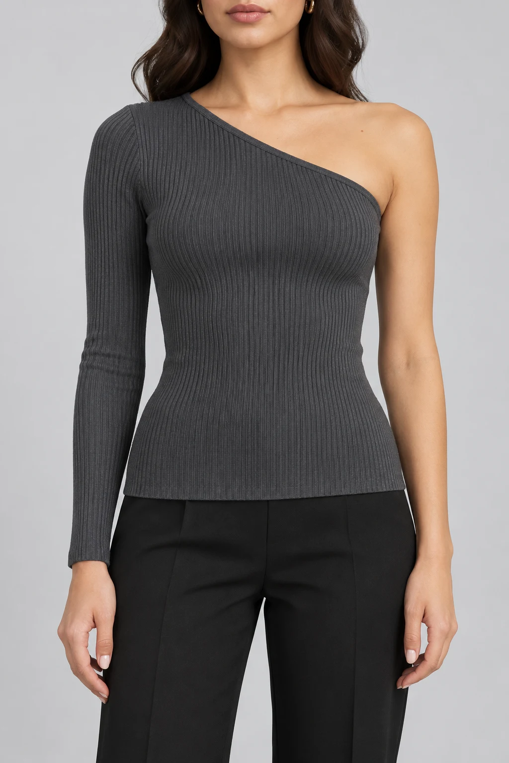 Offbeat One-Shoulder in Graphite